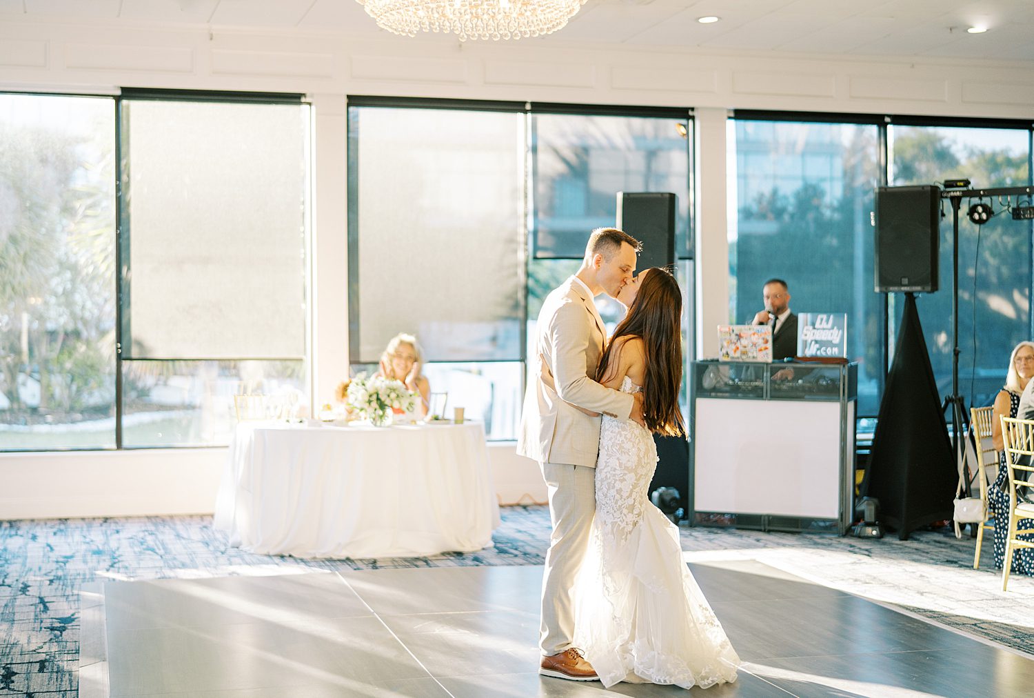 bride and groom dance during reception at the Rusty Pelican Tampa