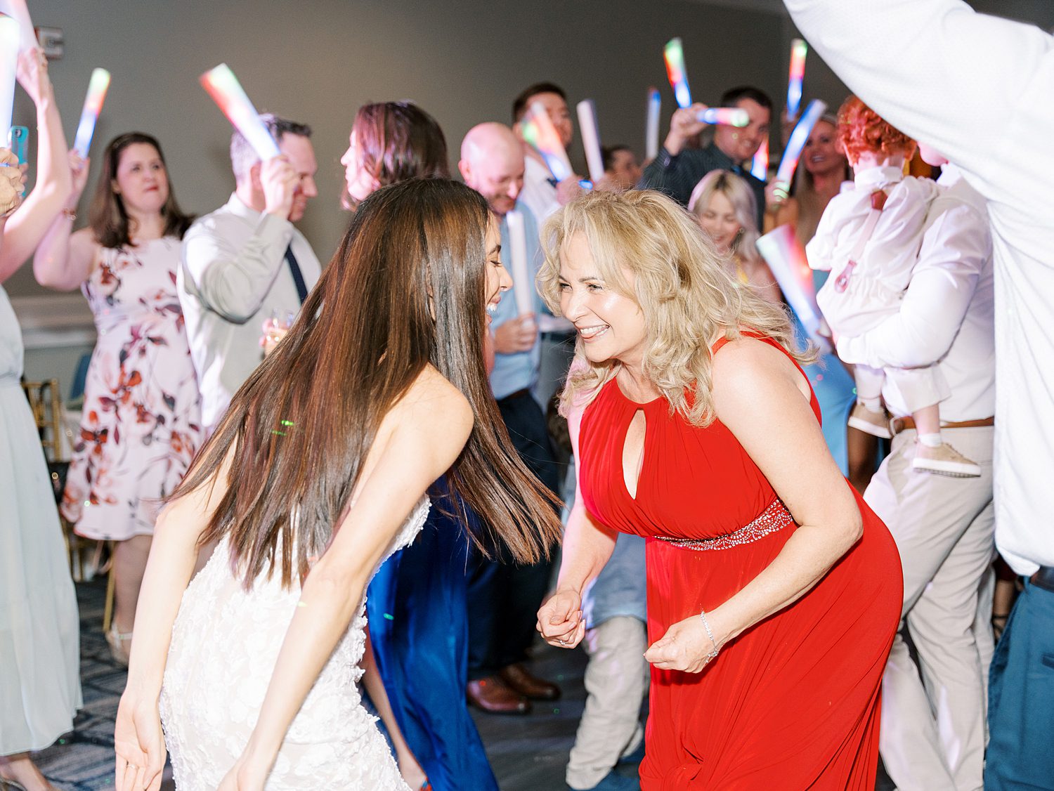 bride dances during wedding reception party 