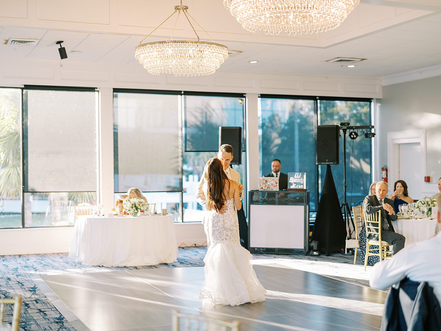 newlyweds dance during reception at the Rusty Pelican Tampa