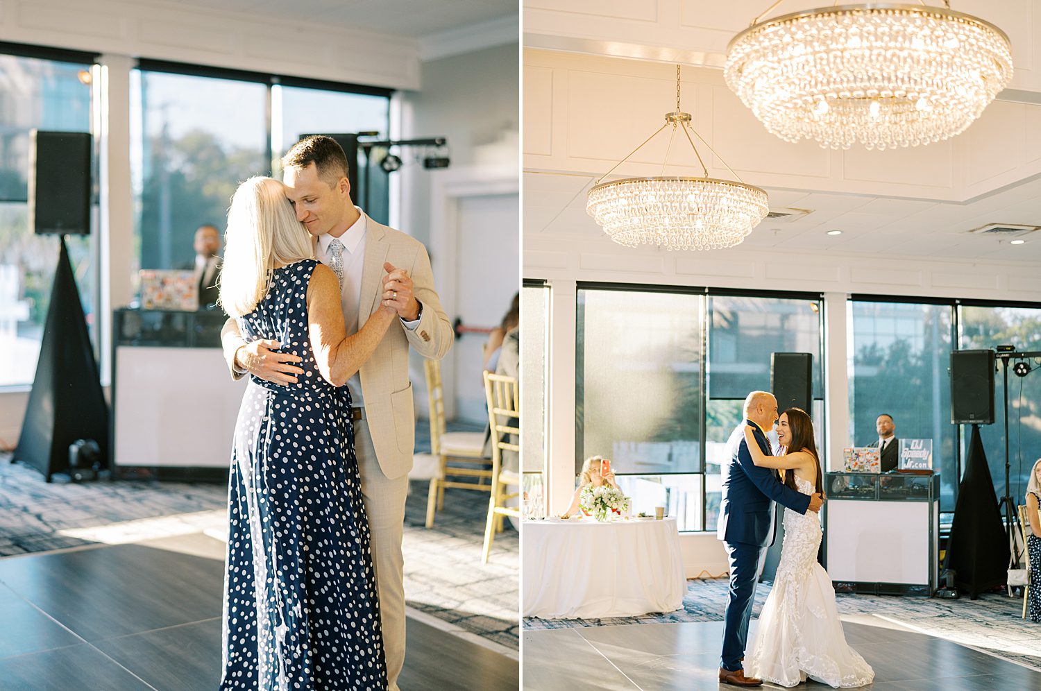 bride and groom dance with parents during reception at the Rusty Pelican Tampa