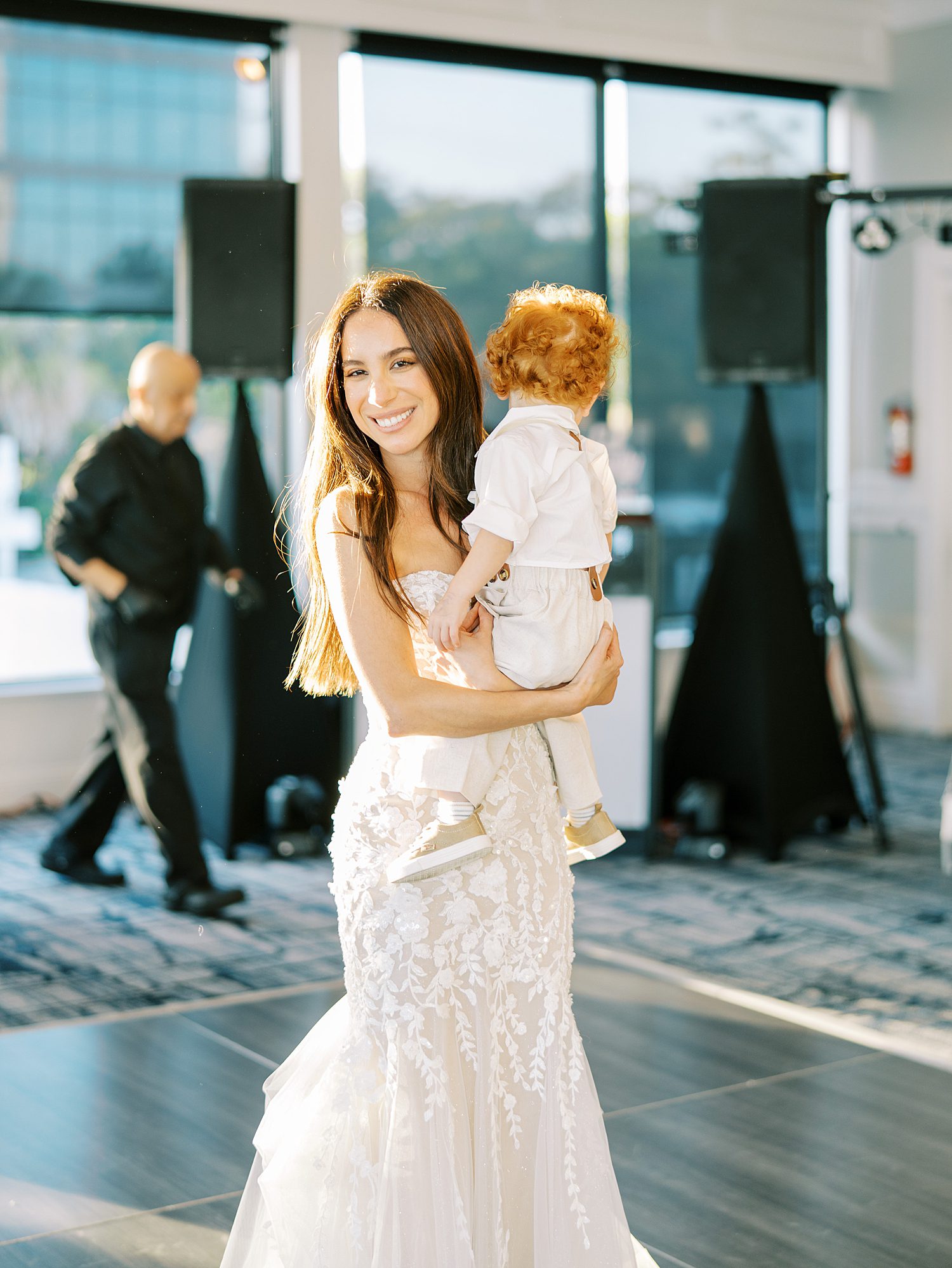 mother dances with son on Tampa wedding day at the Rusty Pelican Tampa